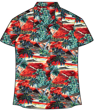 Women's Island Sunset Vintage Hawaiian Shirt- Made in USA